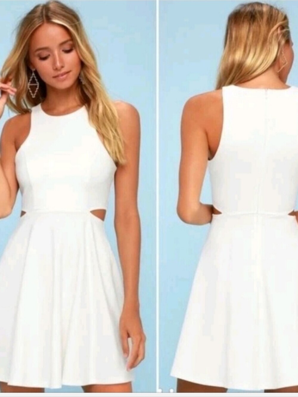 Lulus "Toast to You" Women's White Cutout Skater A-line Dress Size XL